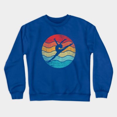 Gymnastics Sport Retro Vintage Sunset Crewneck Sweatshirt Official Gymnastics Gifts Store Merch