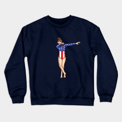 Dabbing Gymnastics Girl American Flag Gift T Shirt Crewneck Sweatshirt Official Gymnastics Gifts Store Merch