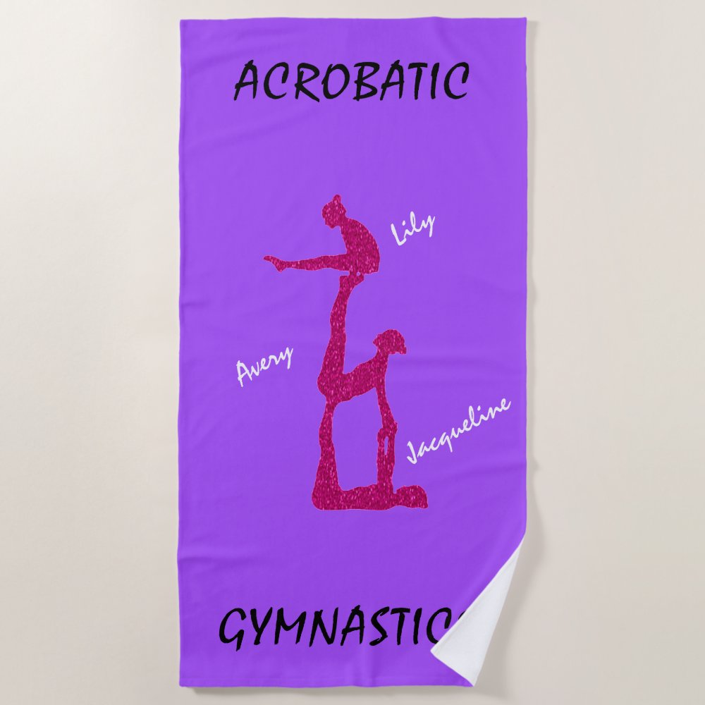 acrobatic gymnastics beach towel w up to 3 names r9a1d4bdd38164e5cb210fee60b3810b0 eapwm 1000 - Gymnastics Gifts