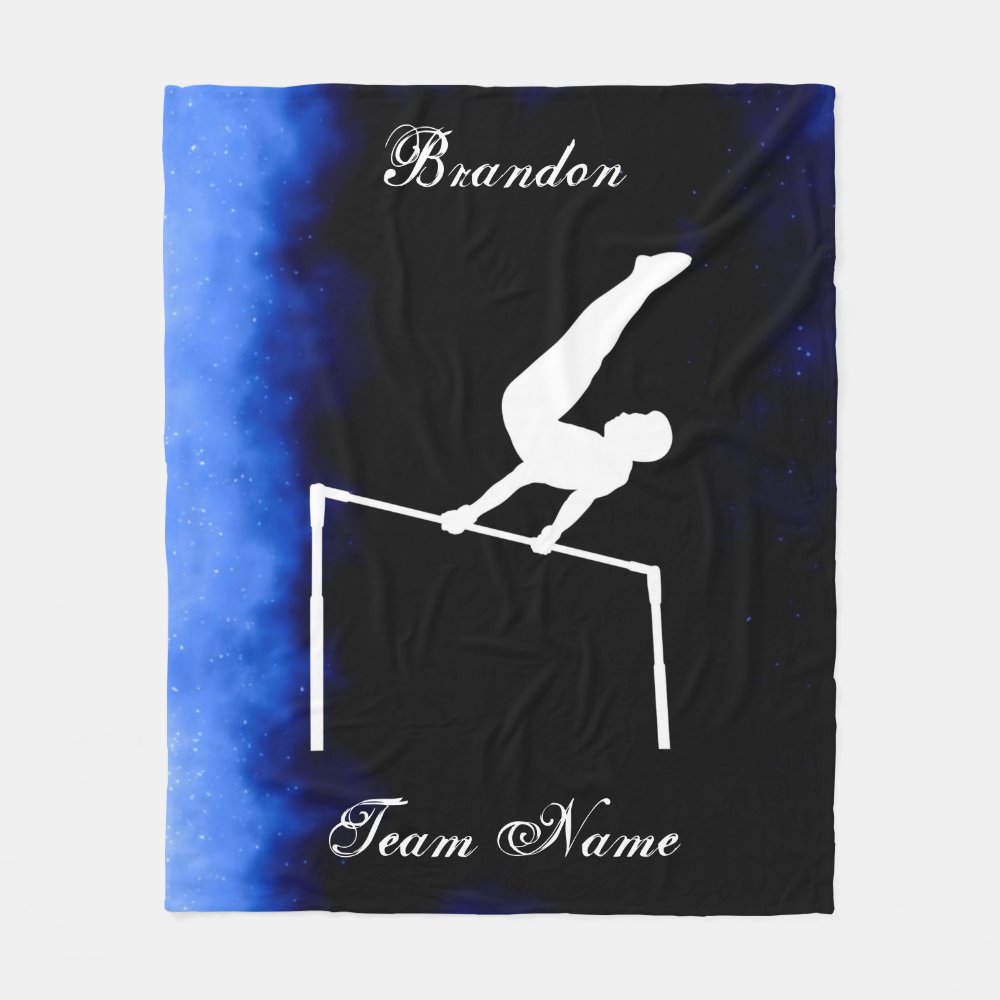 boys gymnastics black blue white w team name fleece blanket raa1457a0597742a28d74280c702201bc zke88 1000 - Gymnastics Gifts