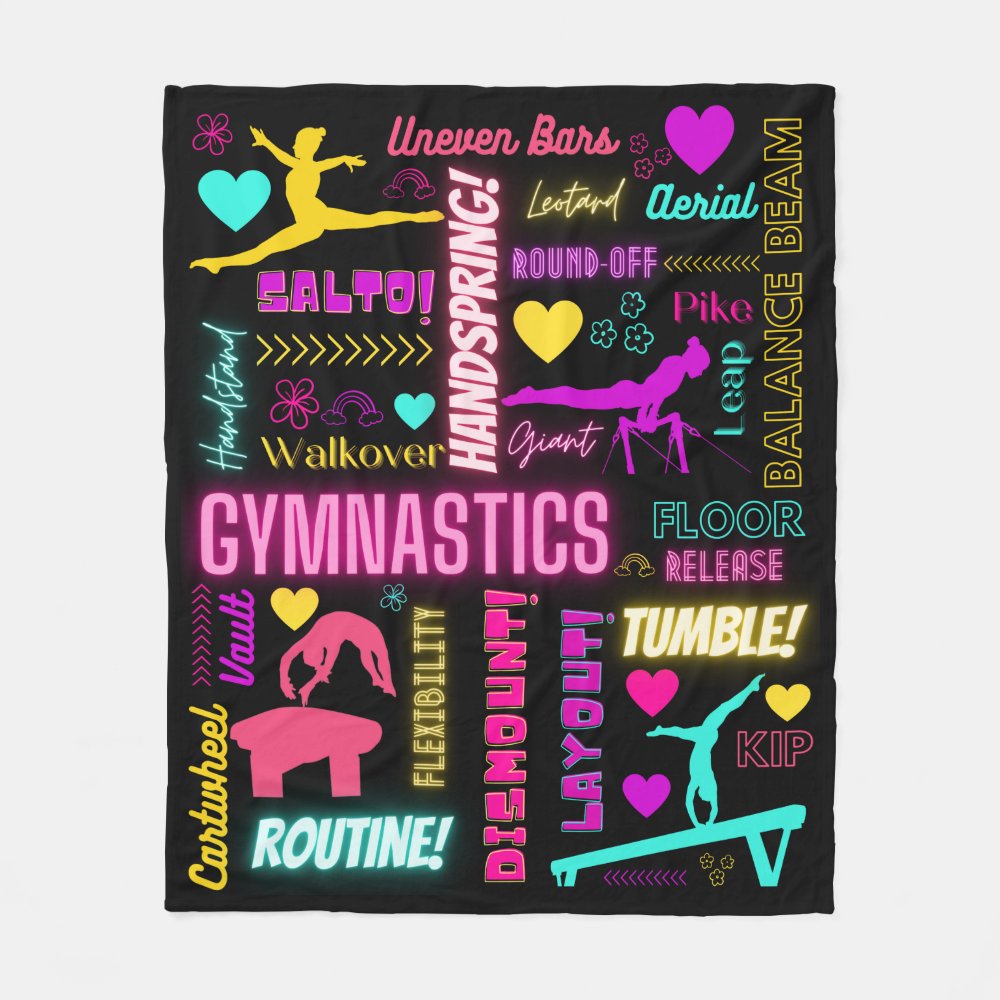 colorful girls gymnastics glossary typography fleece blanket rf0e9dfdae9094e0382fa4bf050125eda zke88 1000 - Gymnastics Gifts