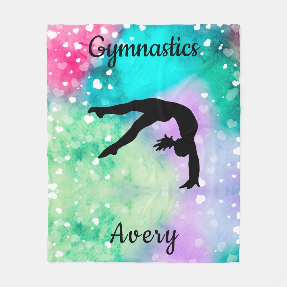 girls gymnastics watercolor with floating hearts fleece blanket re13755740aca4c4bbc067c0c645d616e zke88 1000 - Gymnastics Gifts