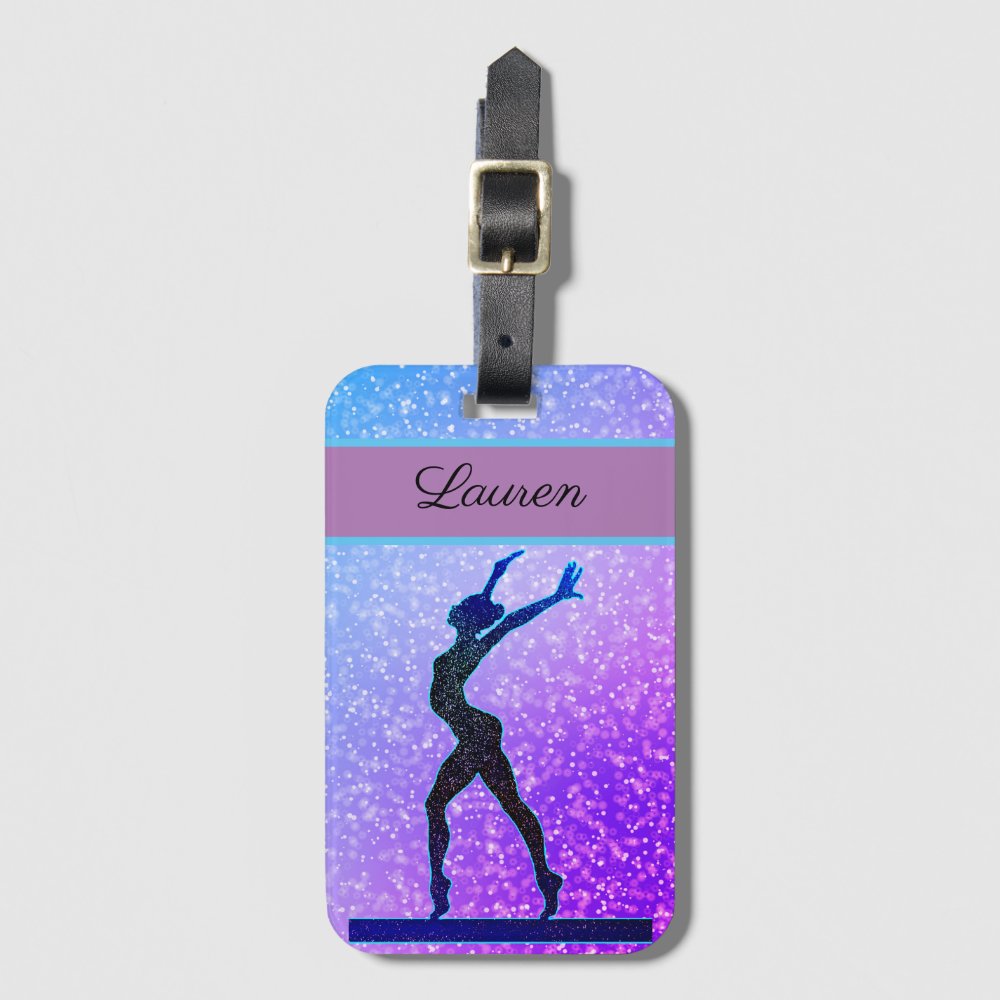 glitter gymnastics beam blue and purple luggage tag r2d14a4fbafa8448da910b8a49d33fed1 6hen5 8byvr 1000 - Gymnastics Gifts