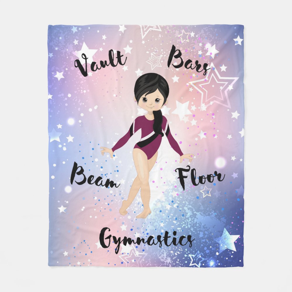 gym star black hair brown eyes burgundy leotard fleece blanket rf9069c843d4e43f290b4599f45281c1a zke88 1000 - Gymnastics Gifts