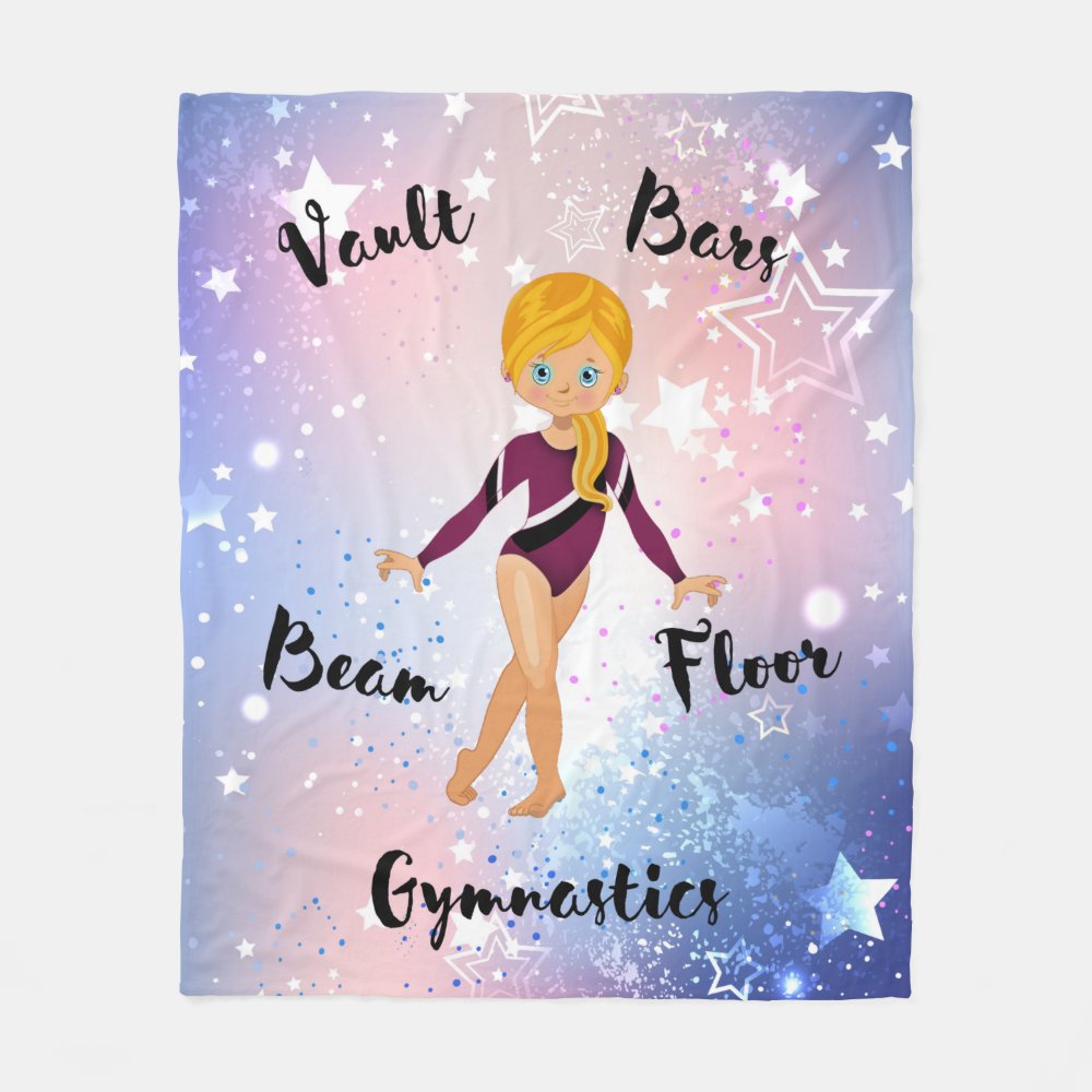 gymnast star blonde blue eyes burgundy leotard fleece blanket rd54c8c7bb9fd4969a141b675065a6502 zke88 1000 - Gymnastics Gifts