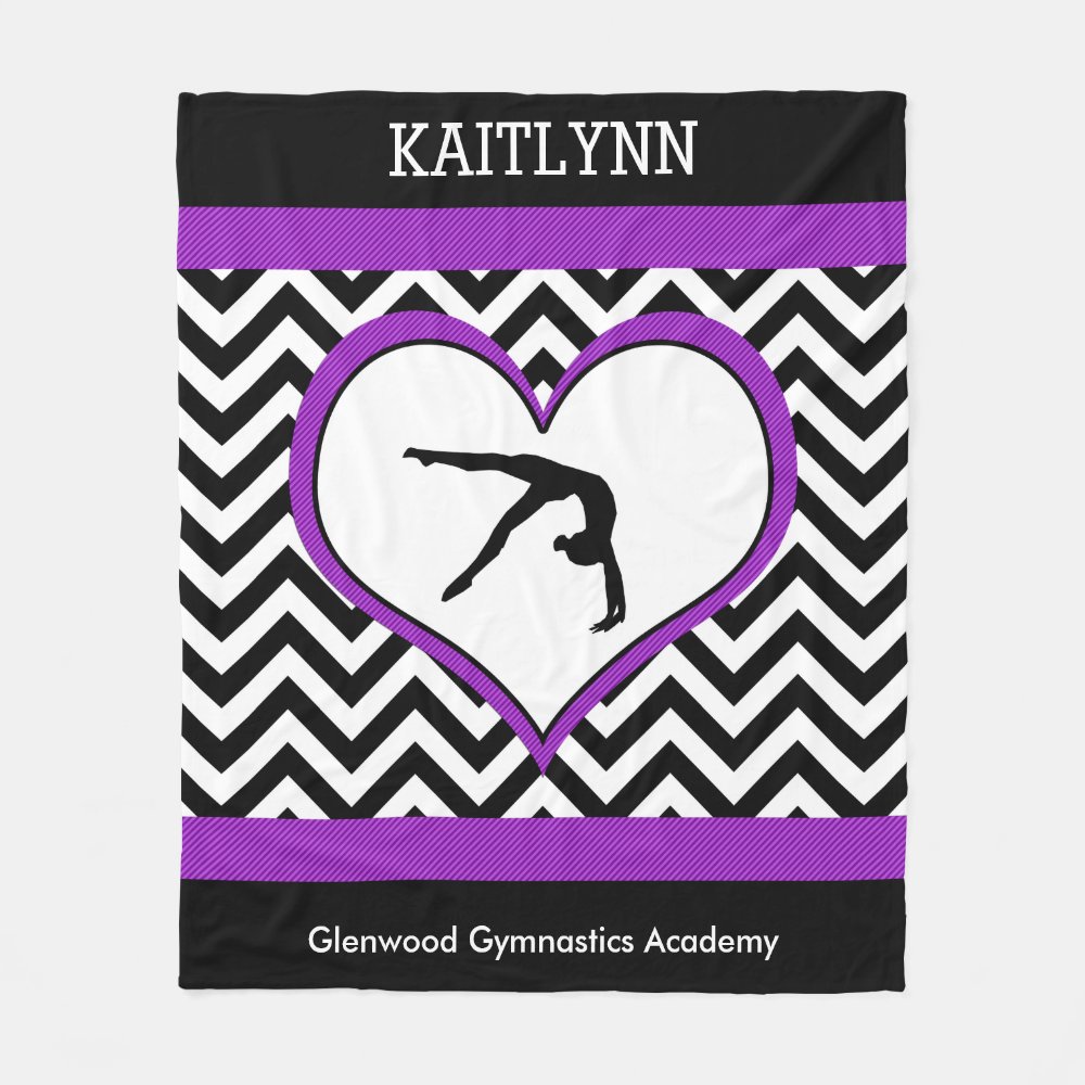 gymnastics chevron heart with monogram with purple fleece blanket r6c620af7c16343c8819176b5324806d1 zke88 1000 - Gymnastics Gifts