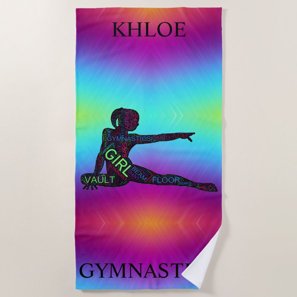 gymnastics colorful word art beach towel rb200cfdfd32a4aec9bd8551950b60dbe eapwm 1000 - Gymnastics Gifts