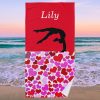 gymnastics girls valentines hearts beach towel r ra8fm 1000 - Gymnastics Gifts