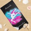 gymnastics leap pink blue color bomb with name beach towel r r232u 1000 - Gymnastics Gifts
