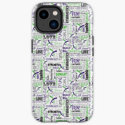 Green Purple Gymnastics Words Print Iphone Case Official Gymnastics Gifts Store Merch