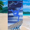 rhythmic gymnastics blue abstract with silver glam beach towel r r232s 1000 - Gymnastics Gifts