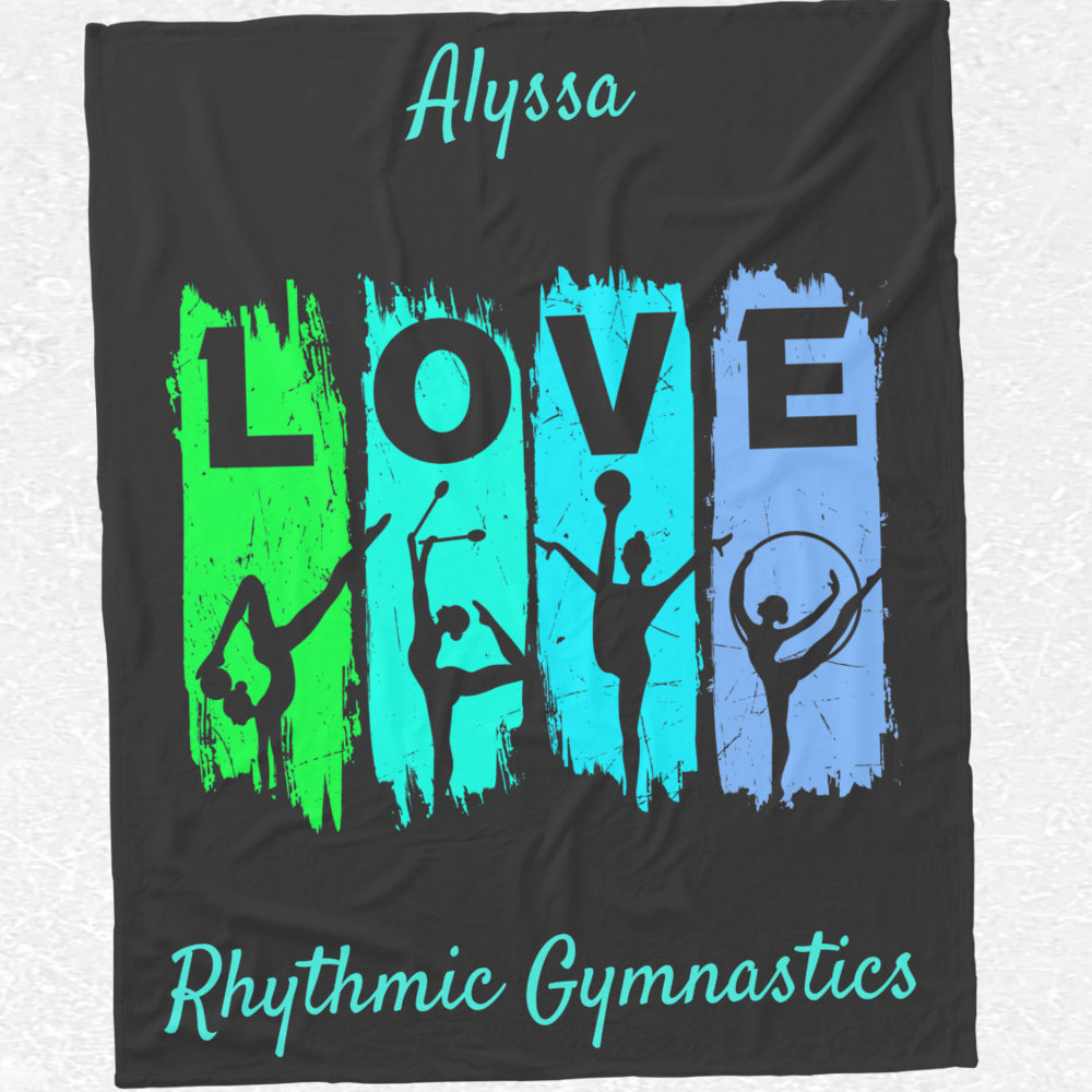 rhythmic gymnastics love in green and aqua fleece blanket r ra87d 1000 - Gymnastics Gifts