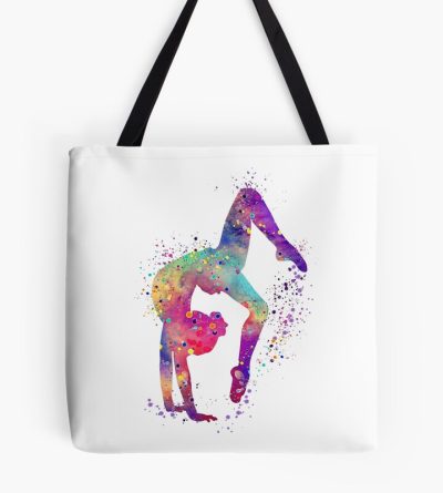 Gymnastics Girl Tumbling Colorful Watercolor Art Gift Tote Bag Official Gymnastics Gifts Store Merch