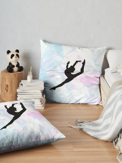 Water Colour Gymnastics Silhouette Throw Pillow Official Gymnastics Gifts Store Merch