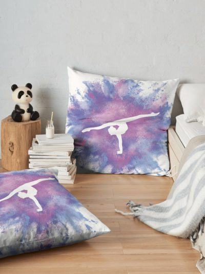 Gymnast Rainbow Explosion Pink Blue Throw Pillow Official Gymnastics Gifts Store Merch