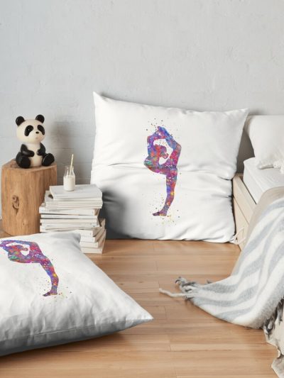 Gymnastics Girl, Watercolor Gymnastics, Teen Gift, Gymnastics Wall Art Throw Pillow Official Gymnastics Gifts Store Merch