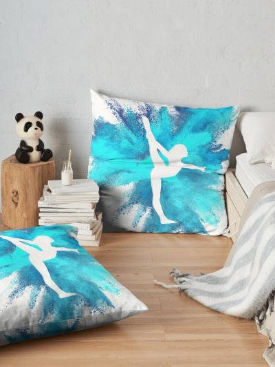 Gymnast Silhouette - Blue Explosion Throw Pillow Official Gymnastics Gifts Store Merch