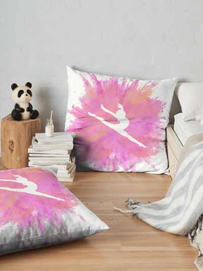 Pink Explosion Gymnastics Silhouette Throw Pillow Official Gymnastics Gifts Store Merch