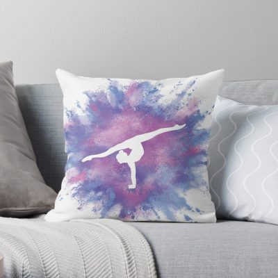 Gymnast Rainbow Explosion Pink Blue Throw Pillow Official Gymnastics Gifts Store Merch