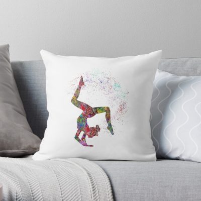 Gymnastics Girl, Watercolor Gymnastics, Teen Gift Throw Pillow Official Gymnastics Gifts Store Merch