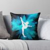  Gymnast Silhouette - Blue Explosion  (On Black) Throw Pillow Official Gymnastics Gifts Store Merch