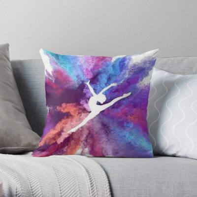 Color Splash Gymnast Throw Pillow Official Gymnastics Gifts Store Merch