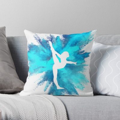 Gymnast Silhouette - Blue Explosion Throw Pillow Official Gymnastics Gifts Store Merch