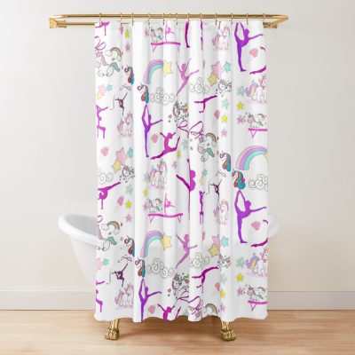 Gymnasts And Unicorns Shower Curtain Official Gymnastics Gifts Store Merch