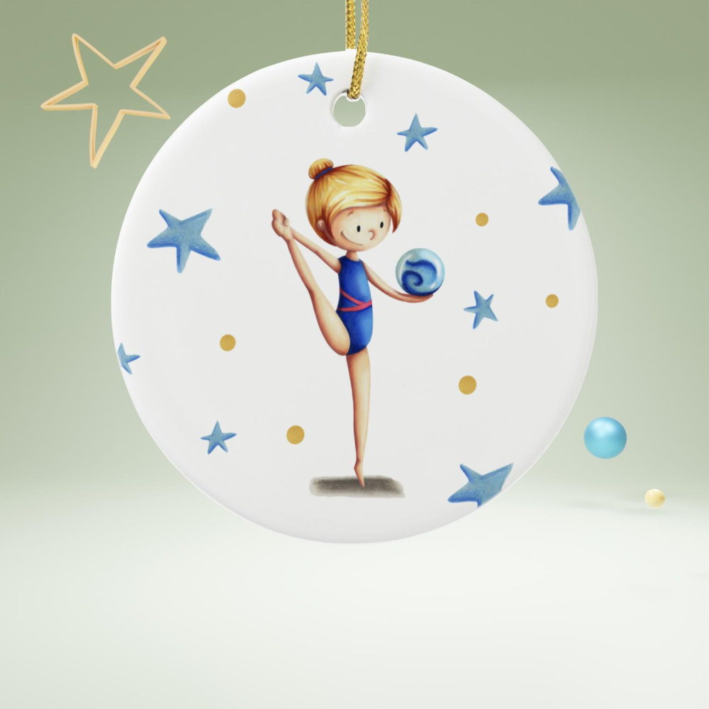 rhytmic gymnast with blue ball girly christmas ceramic ornament r 8fwq80 1000 - Gymnastics Gifts