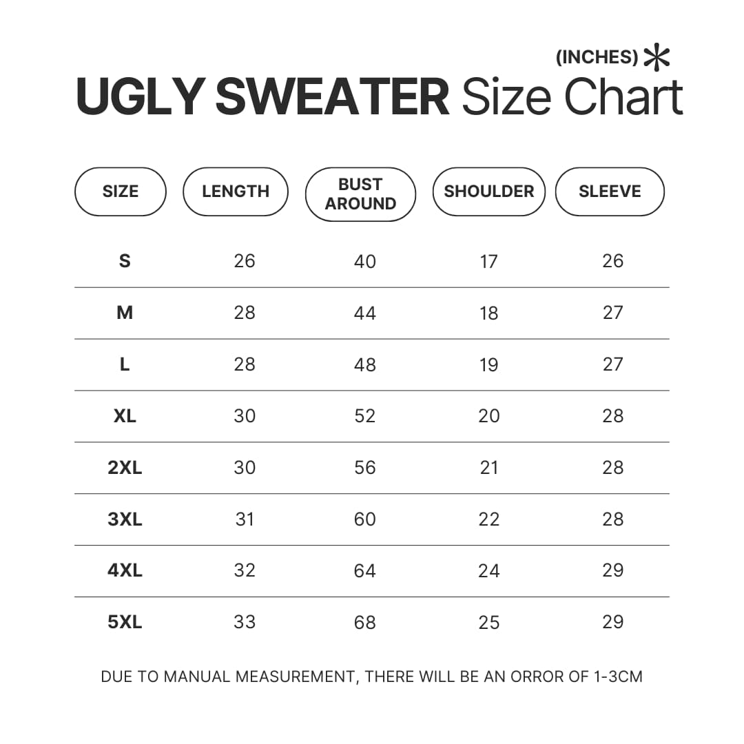 Ugly Sweater Size Chart 1 - Gymnastics Gifts